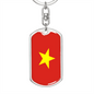 Vietnam Flag Swivel Keychain Dog Tag Stainless Steel or 18k Gold-Express Your Love Gifts