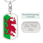 Wales Flag Swivel Keychain Dog Tag Stainless Steel or 18k Gold-Express Your Love Gifts