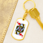 Queen of Hearts Gambler Keychain Stainless Steel or 18k Gold Dog Tag Keyring-Express Your Love Gifts