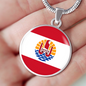French Polynesia Flag Necklace Circle Pendant Stainless Steel or 18k Gold 18-22"-Express Your Love Gifts