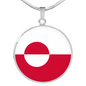 Greenland Flag Necklace Circle Pendant Stainless Steel or 18k Gold 18-22"-Express Your Love Gifts