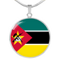 Mozambique Flag Necklace Circle Pendant Stainless Steel or 18k Gold 18-22"-Express Your Love Gifts