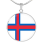 Faroe Flag Necklace Circle Pendant Stainless Steel or 18k Gold 18-22"-Express Your Love Gifts