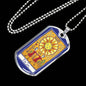 Tarot Card Necklace The Sun Stainless Steel or 18k Gold Dog Tag 24"-Express Your Love Gifts