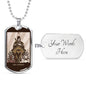 Tarot Card Necklace The Chariot Tarot Stainless Steel or 18k Gold Dog Tag 24"-Express Your Love Gifts