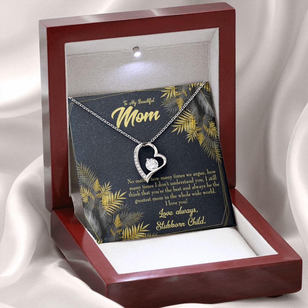 Mother Necklace Greatest Mom Always Forever Love Cz Heart Pendant Message Card-Express Your Love Gifts