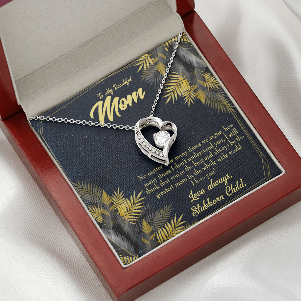 Mother Necklace Greatest Mom Always Forever Love Cz Heart Pendant Message Card-Express Your Love Gifts