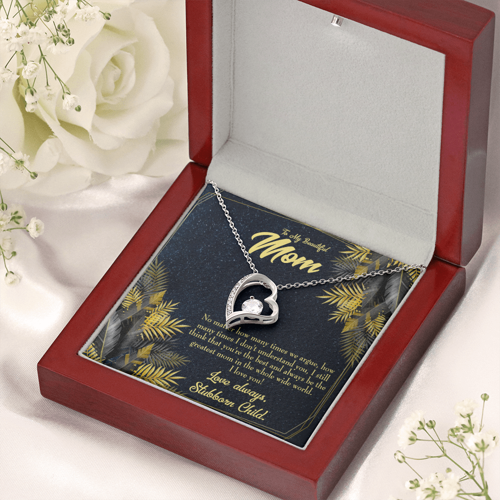 Mother Necklace Greatest Mom Always Forever Love Cz Heart Pendant Message Card-Express Your Love Gifts