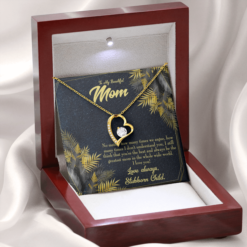 Mother Necklace Greatest Mom Always Forever Love Cz Heart Pendant Message Card-Express Your Love Gifts