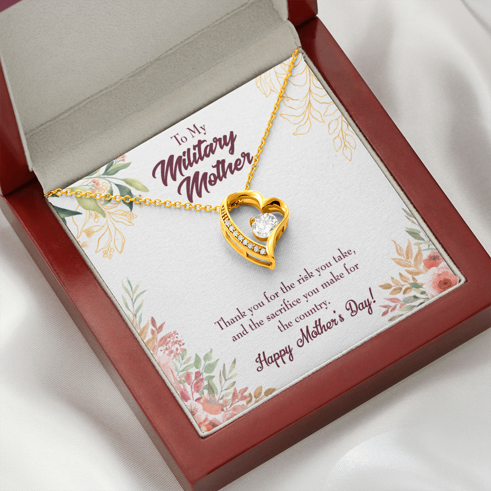 Mother's Day Mother Necklace Military Mother Forever Love Cz Heart Pendant Message Card-Express Your Love Gifts