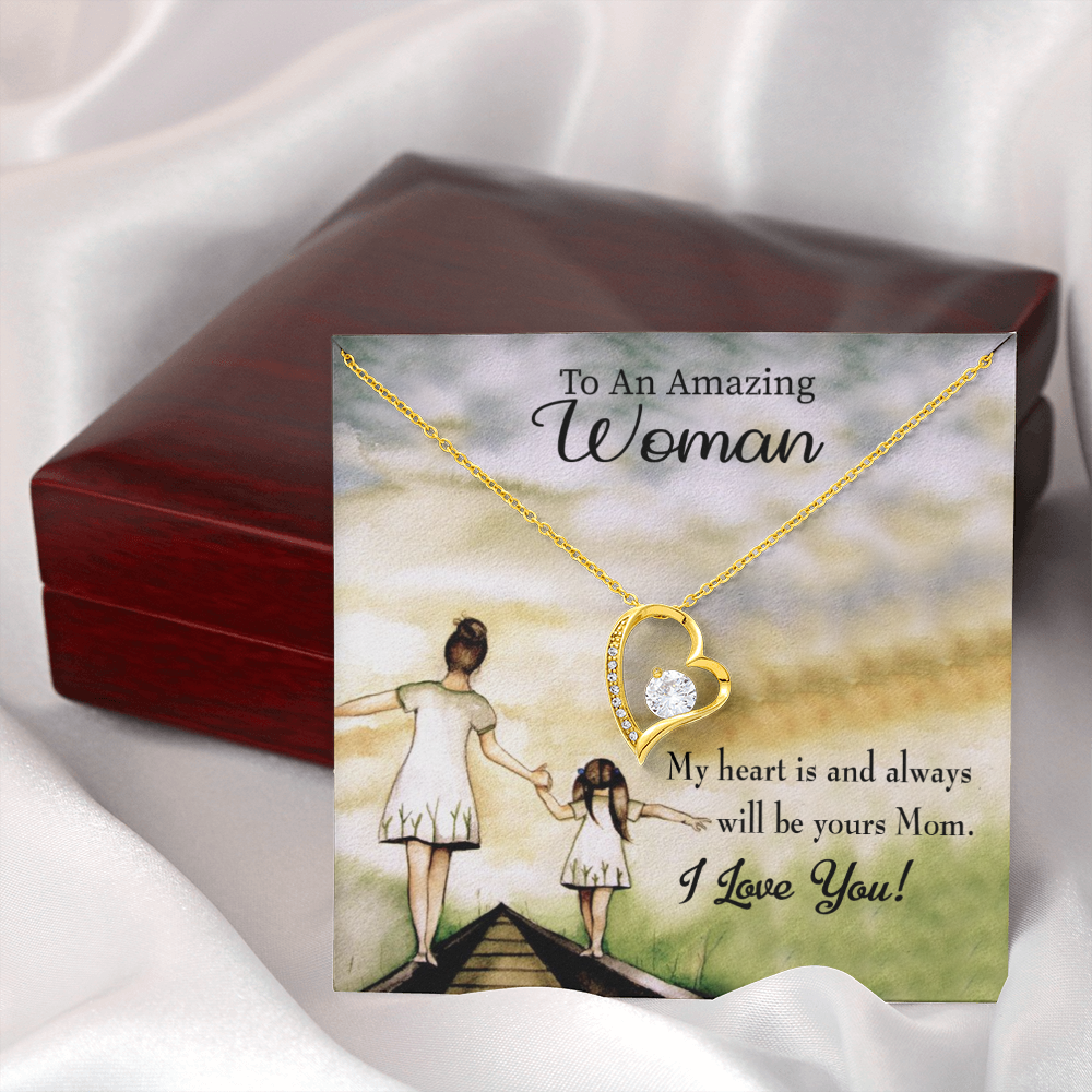 Mother Necklace My Heart Is Yours Forever Love Cz Heart Pendant Message Card-Express Your Love Gifts