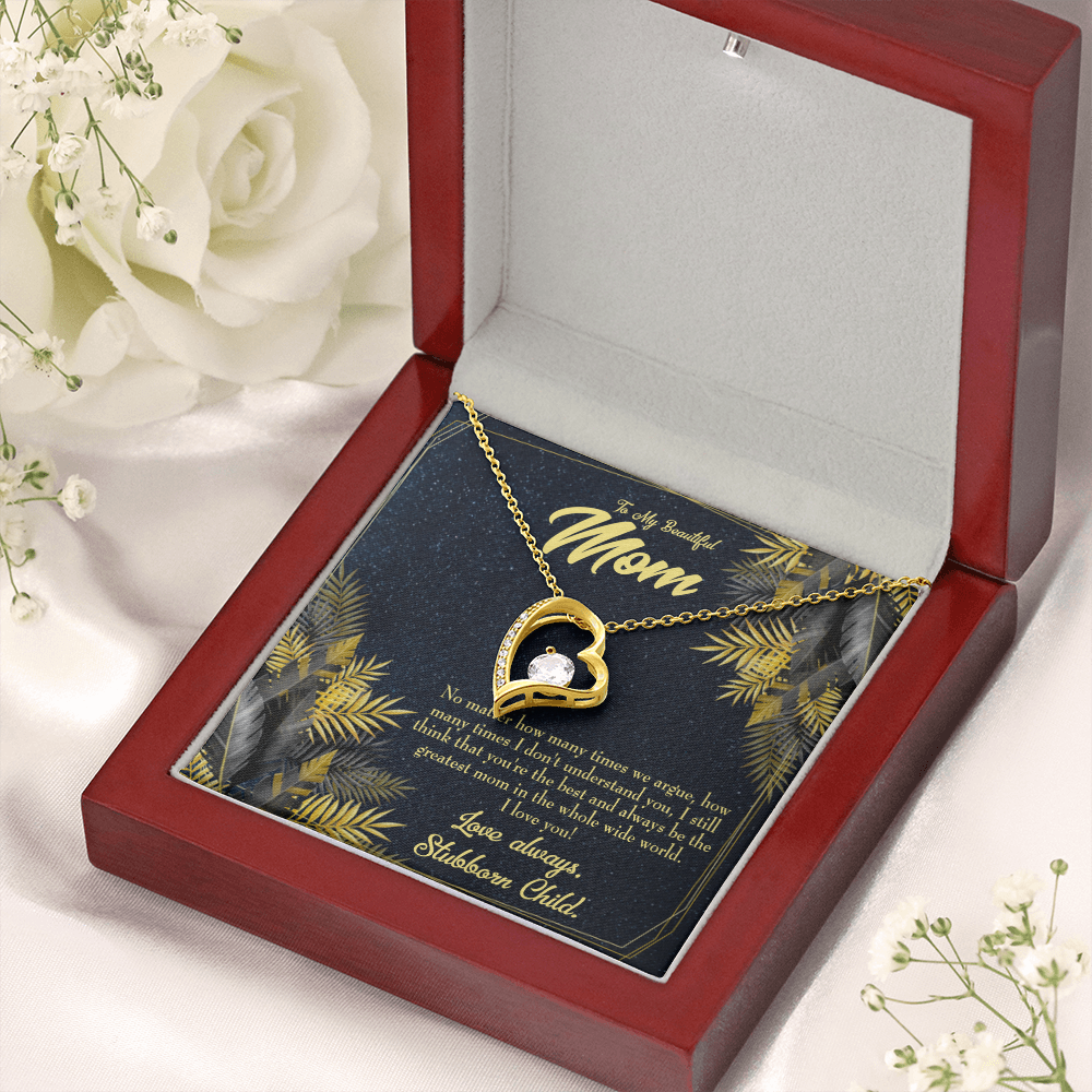 Mother Necklace Greatest Mom Always Forever Love Cz Heart Pendant Message Card-Express Your Love Gifts