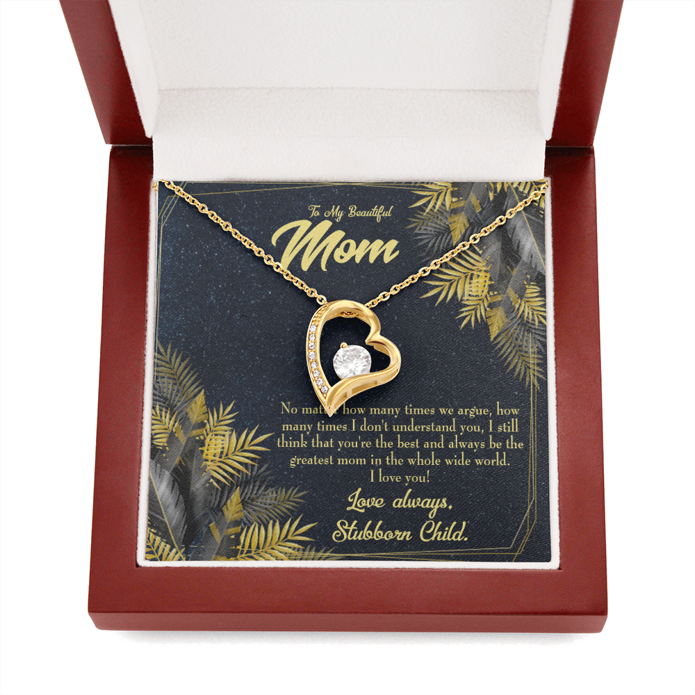 Mother Necklace Greatest Mom Always Forever Love Cz Heart Pendant Message Card-Express Your Love Gifts
