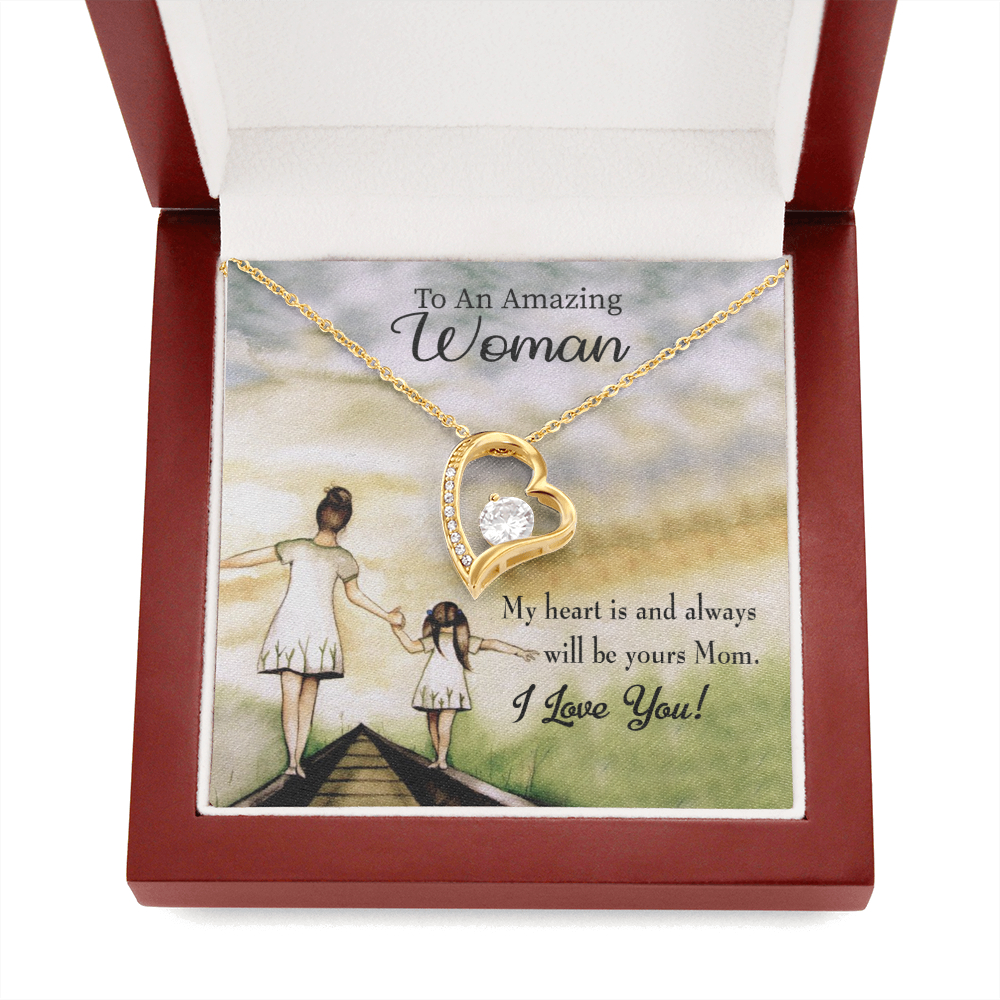 Mother Necklace My Heart Is Yours Forever Love Cz Heart Pendant Message Card-Express Your Love Gifts