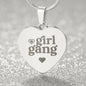 Girl Gang Engraved Heart Necklace Stainless Steel or 18k Yellow Gold Finish 18-22" Chain-Express Your Love Gifts