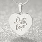 Live Laugh Love Engraved Heart Necklace Stainless Steel or 18k Yellow Gold Finish 18-22" Chain-Express Your Love Gifts