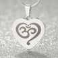 Namaste Symbol Engraved Heart Necklace Stainless Steel or 18k Yellow Gold Finish 18-22" Chain-Express Your Love Gifts
