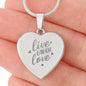 Live Laugh Love Engraved Heart Necklace Stainless Steel or 18k Yellow Gold Finish 18-22" Chain-Express Your Love Gifts