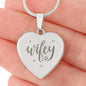 Wifey Engraved Heart Necklace Stainless Steel or 18k Yellow Gold Finish 18-22" Chain-Express Your Love Gifts
