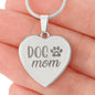 Dog Mom Engraved Heart Necklace Stainless Steel or 18k Yellow Gold Finish 18-22" Chain-Express Your Love Gifts