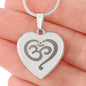Namaste Symbol Engraved Heart Necklace Stainless Steel or 18k Yellow Gold Finish 18-22" Chain-Express Your Love Gifts