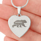 Mama Bear Engraved Heart Necklace Stainless Steel or 18k Yellow Gold Finish 18-22" Chain-Express Your Love Gifts