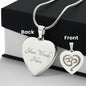 Namaste Symbol Engraved Heart Necklace Stainless Steel or 18k Yellow Gold Finish 18-22" Chain-Express Your Love Gifts