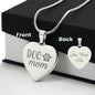 Dog Mom Engraved Heart Necklace Stainless Steel or 18k Yellow Gold Finish 18-22" Chain-Express Your Love Gifts