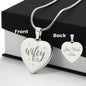 Wifey Engraved Heart Necklace Stainless Steel or 18k Yellow Gold Finish 18-22" Chain-Express Your Love Gifts