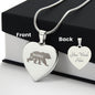Mama Bear Engraved Heart Necklace Stainless Steel or 18k Yellow Gold Finish 18-22" Chain-Express Your Love Gifts