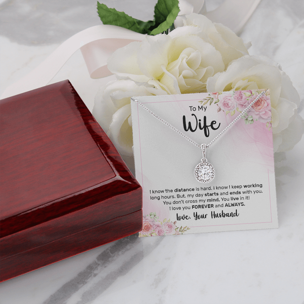 To My Wife I Know The Distance is Hard Eternal Union Necklace-Express Your Love Gifts