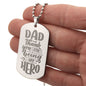 Dad Thanks For Being My Hero Engraved Dog Tag Necklace Stainless Steel or 18k Gold w 24" Chain-Express Your Love Gifts