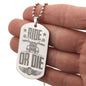 Ride or Die Engraved Dog Tag Necklace Stainless Steel or 18k Gold w 24" Chain-Express Your Love Gifts