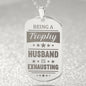 Trophy Husband Engraved Dog Tag Necklace Stainless Steel or 18k Gold w 24" Chain-Express Your Love Gifts