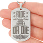 Ride or Die Engraved Dog Tag Necklace Stainless Steel or 18k Gold w 24" Chain-Express Your Love Gifts