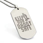 Keep Our Daddy Safe Dad Engraved Dog Tag Necklace Stainless Steel or 18k Gold w 24" Chain-Express Your Love Gifts