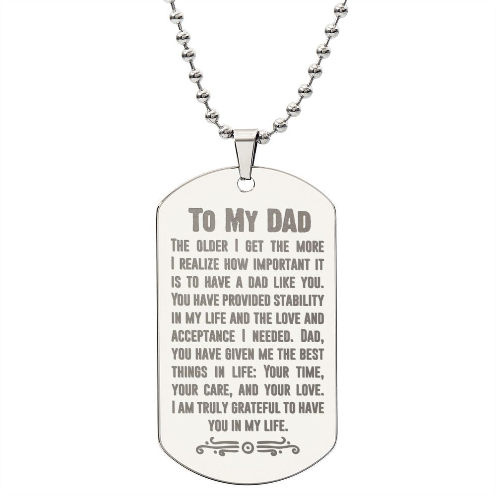Older I Get Engraved Dog Tag Necklace Stainless Steel or 18k Gold w 24" Chain-Express Your Love Gifts