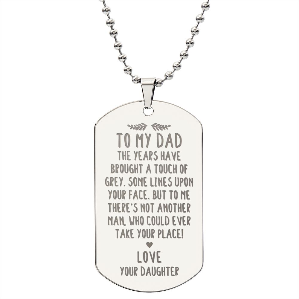A Touch Grey Engraved Dog Tag Necklace Stainless Steel or 18k Gold w 24" Chain-Express Your Love Gifts