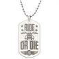 Ride or Die Engraved Dog Tag Necklace Stainless Steel or 18k Gold w 24" Chain-Express Your Love Gifts