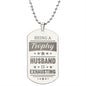 Trophy Husband Engraved Dog Tag Necklace Stainless Steel or 18k Gold w 24" Chain-Express Your Love Gifts