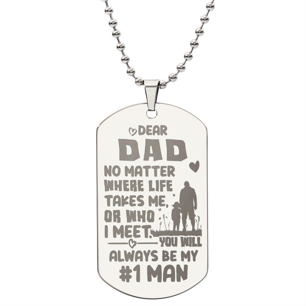 No Matter Where Life Takes Me Engraved Dog Tag Necklace Stainless Steel or 18k Gold w 24" Chain-Express Your Love Gifts