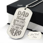 Dad Thanks For Being My Hero Engraved Dog Tag Necklace Stainless Steel or 18k Gold w 24" Chain-Express Your Love Gifts