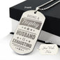 Trophy Husband Engraved Dog Tag Necklace Stainless Steel or 18k Gold w 24" Chain-Express Your Love Gifts