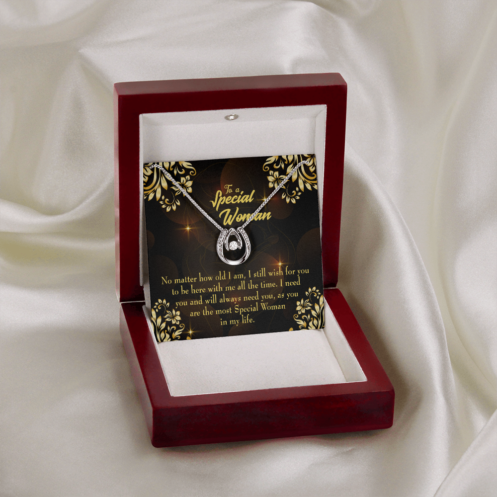 To My Wife Special Woman How Lucky Horseshoe Necklace Message Card 14k w CZ Crystals-Express Your Love Gifts