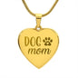 Dog Mom Engraved Heart Necklace Stainless Steel or 18k Yellow Gold Finish 18-22" Chain-Express Your Love Gifts