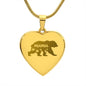 Mama Bear Engraved Heart Necklace Stainless Steel or 18k Yellow Gold Finish 18-22" Chain-Express Your Love Gifts