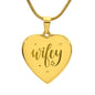 Wifey Engraved Heart Necklace Stainless Steel or 18k Yellow Gold Finish 18-22" Chain-Express Your Love Gifts