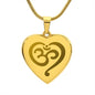 Namaste Symbol Engraved Heart Necklace Stainless Steel or 18k Yellow Gold Finish 18-22" Chain-Express Your Love Gifts