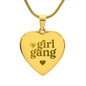 Girl Gang Engraved Heart Necklace Stainless Steel or 18k Yellow Gold Finish 18-22" Chain-Express Your Love Gifts