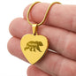 Mama Bear Engraved Heart Necklace Stainless Steel or 18k Yellow Gold Finish 18-22" Chain-Express Your Love Gifts